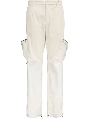 Dolce & Gabbana Ribbed Cotton Worker Trousers With Pockets