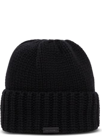 Saint Laurent Black Cashmere Hat With Logo