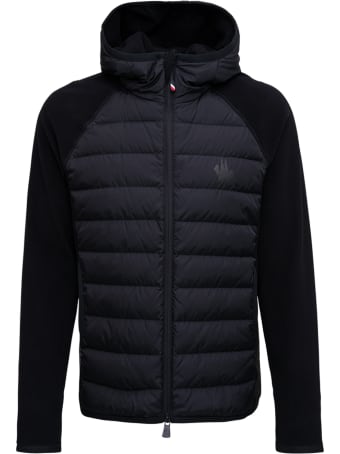Moncler Grenoble Tricot Nylon And Fabric Cardigan With Logo Print
