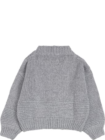 Il Gufo Grey Wool Blend Cardigan With V-neck