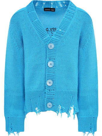 Riccardo Comi Light Blue "happy Day" Cardigan For Kids