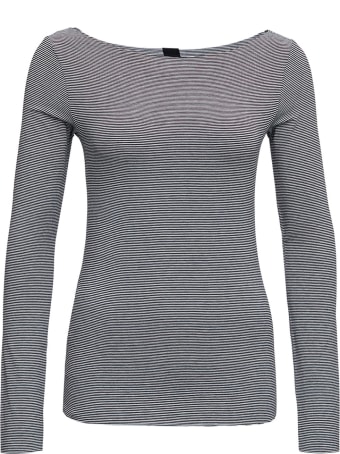 Merci Long-sleeved Grey T-shirt With Boat Neck