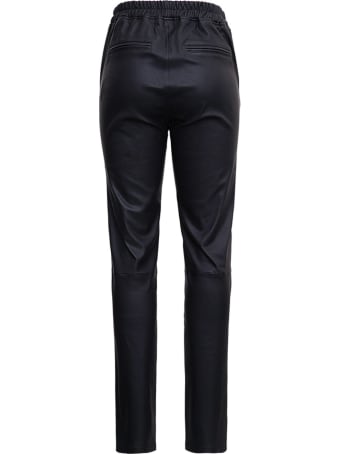 ARMA Black Leather Pants With Drawstring