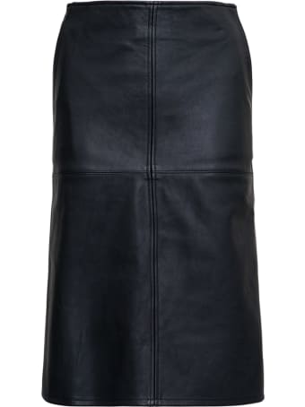 Mauro Grifoni A Line Black Leather Skirt