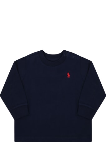 Ralph Lauren Blue T-shirt For Baby Kids With Pony Logo