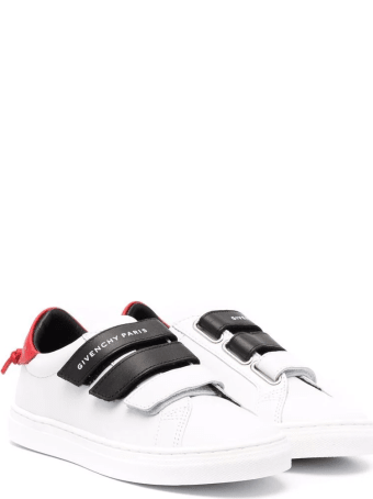 Givenchy Kids White And Black Sneakers With Red Spoiler