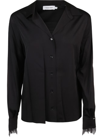 Calvin Klein Collection Blusa Ls Lace Trim