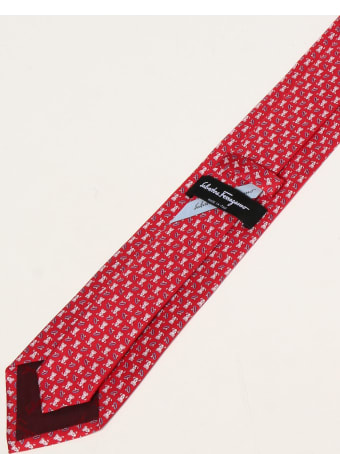 Salvatore Ferragamo Tie Salvatore Ferragamo Silk Tie With Micro Dogs And Rings