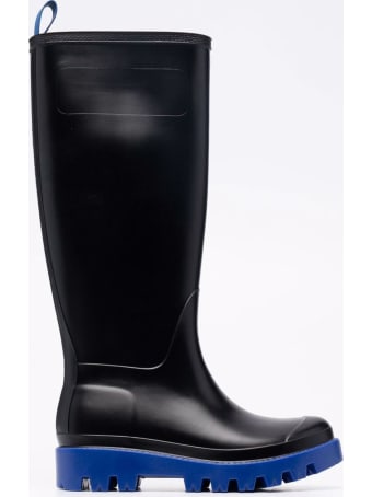 GIA BORGHINI Tall Black Rain Boot In Rubber