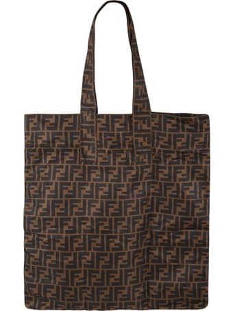 Fendi Brown Shopper-bag For Kids With Ff Logo