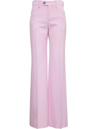 Chloé Flared Grain De Poudre Pink Pants