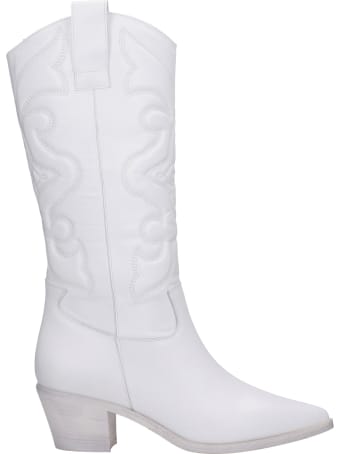 Alchimia Texan Boots In White Leather
