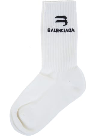 Balenciaga Woman White Sporty B Socks