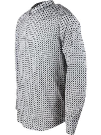 Sonrisa Luxury Shirt In Soft, Precious And Very Fine Stretch Cotton Flower With French Collar In Flower Pattern Print Style In Contrasting Color