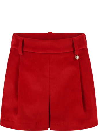 Simonetta Red Short For Girl With Bell