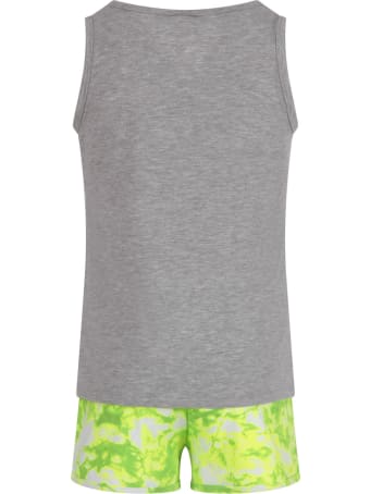 Dimensione Danza Grey And Neon Yellow Suit With Logo For Girl