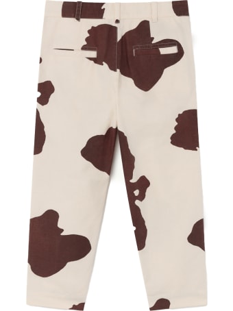 The Animals Observatory Ivory Trousers For Kids With Yellow Logo