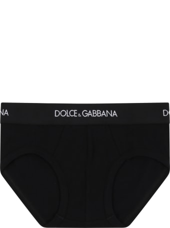 Dolce & Gabbana Black Briefs For Kids With Logo