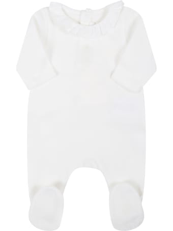 Chloé White Jumpsuit For Baby Girl With Logo