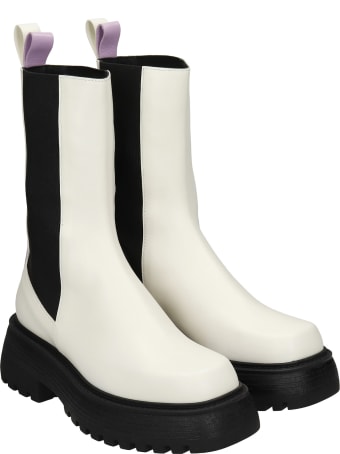 3JUIN Tokio 020 Combat Boots In Beige Leather