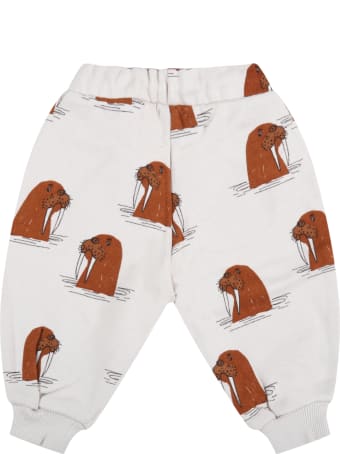 Mini Rodini Grey Sweatpant For Babykids With Walruses