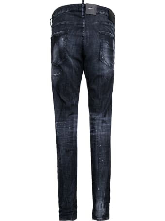 Dsquared2 Black Denim Jeans With Tears Detail And Logo
