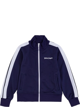 Palm Angels Blue And White Cotton Sweatshirt With Logo