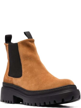 Pollini Camel-colored Suede Ankle Boots