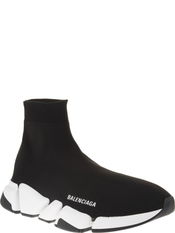 Balenciaga Woman Black And White Speed 2.0 Sneakers
