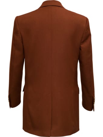 Tonello Double-breasted Brown Blazer In Viscose Blend