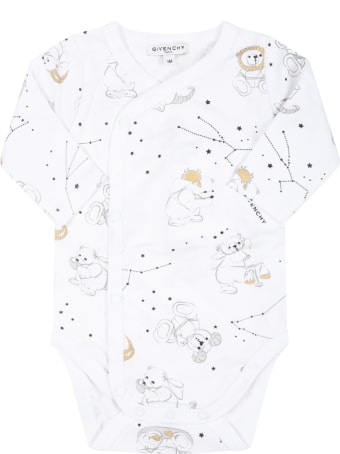 Givenchy White Set For Babykids With Logo And Constellations