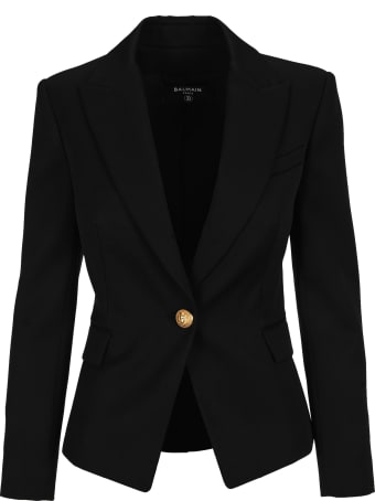 Balmain Black Wool Single-button Blazer