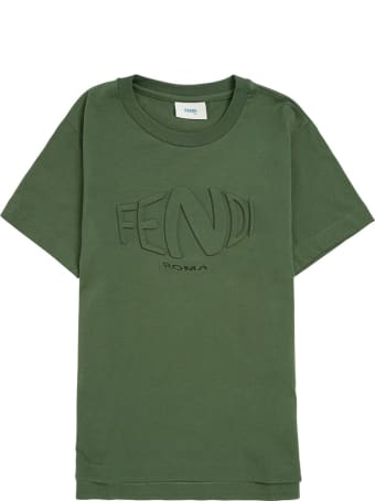 Fendi Green Cotton T-shirt With Logo