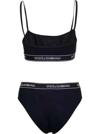 Dolce & Gabbana Black Bikini With Logoed Elastic Band