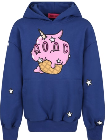 IRENEISGOOD Blue Sweatshirt For Girl With Ice Cream