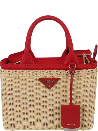 Prada Canvas Logo Shopper Bag