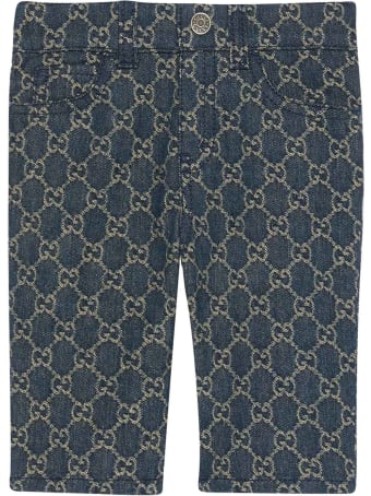 Gucci Marmont Blue Trousers With Rear Logo And Pockets