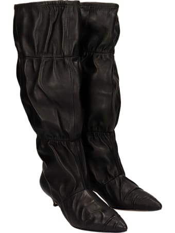 Alchimia Low Heels Boots In Black Leather
