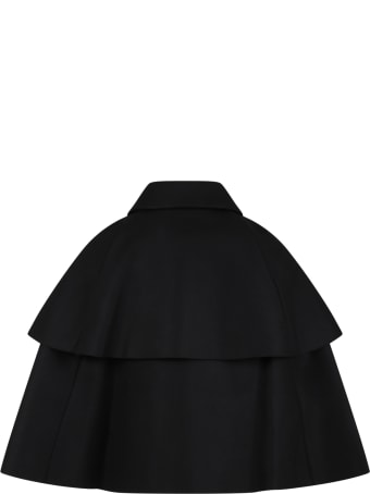 Elie Saab Black Cape For Girl With Metallic Logo