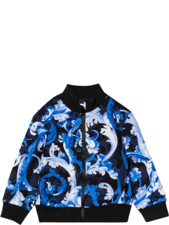Versace Blue Sweatshirt With Baroque Print Kids