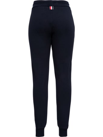 Thom Browne Blue Cotton Jogger With Rwb Stripe Inserts