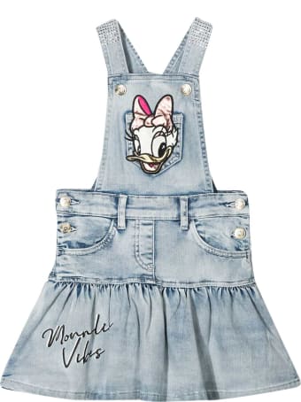 Monnalisa Dungaree Dress With Embroidery