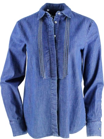 Barba Napoli Denim Shirt With Rhinestones