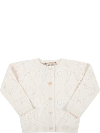 Gucci Ivory Cardigan For Baby Girl With Double Gg