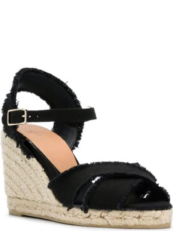Castañer Black Fabric Wedge Espadrilles