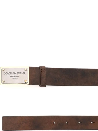 Dolce & Gabbana Eos Calf Leather Belt With Logo Plaque