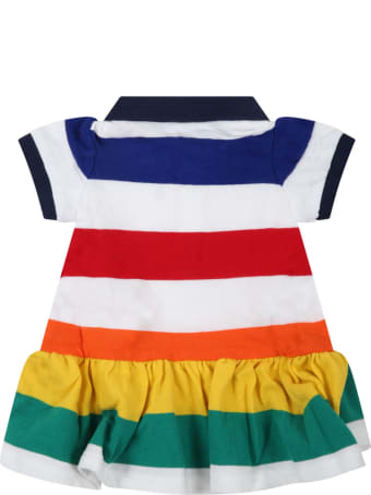 Ralph Lauren Multicolor Dress For Baby Girl With Pony Logo