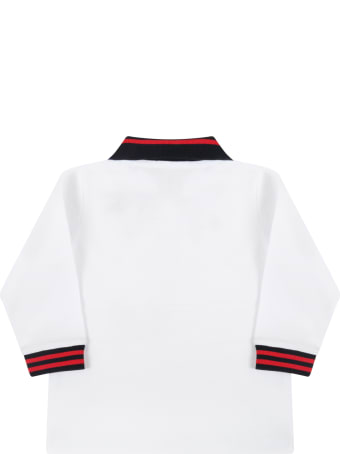 Moncler White Polo For Baby Boy With Logo