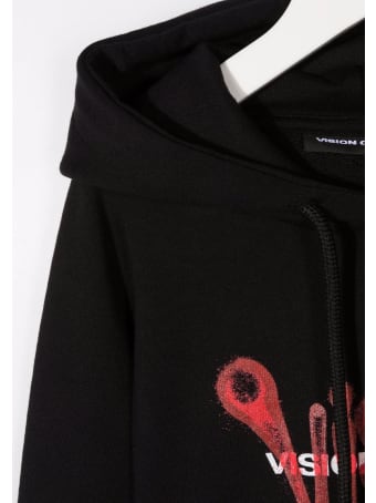 Vision of Super Unisex Kid Black And Red "visione" Hoodie