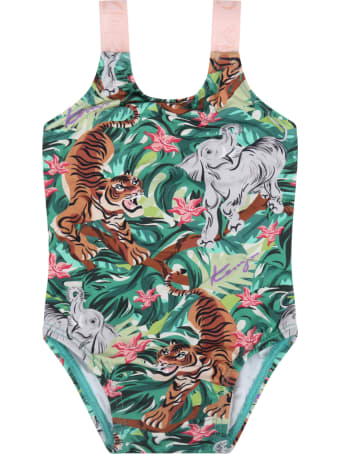 Kenzo Kids Green Swimsuit For Babygirl